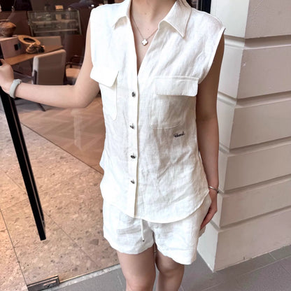26ss Linen Sleeveless Shirt Vest