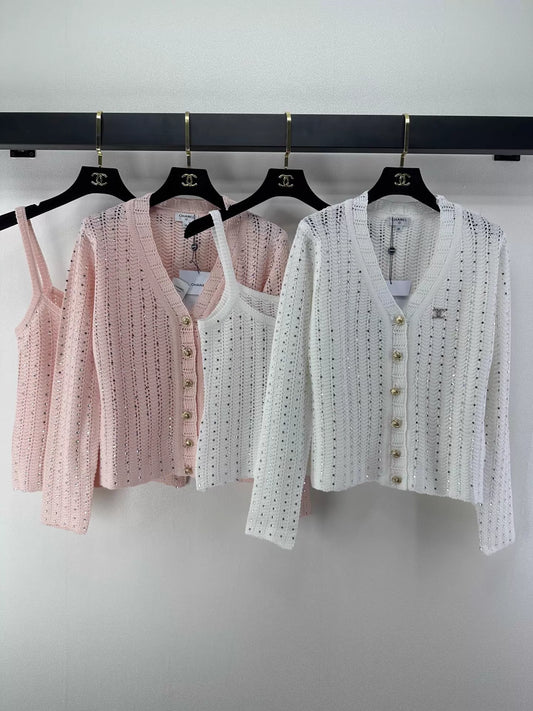 26ss Two-piece set: camisole/knitted cardigan
