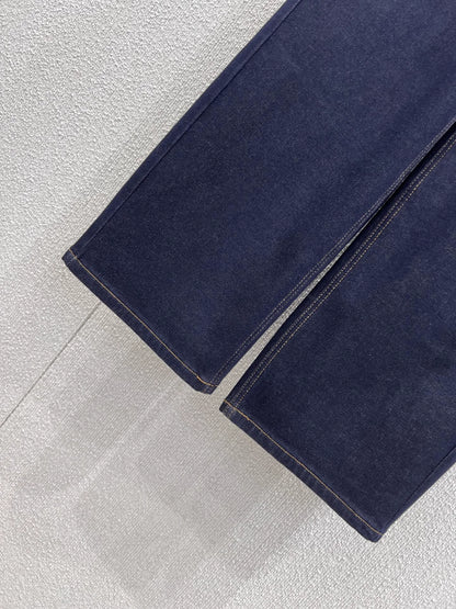 Pocket color-blocked straight leg pants