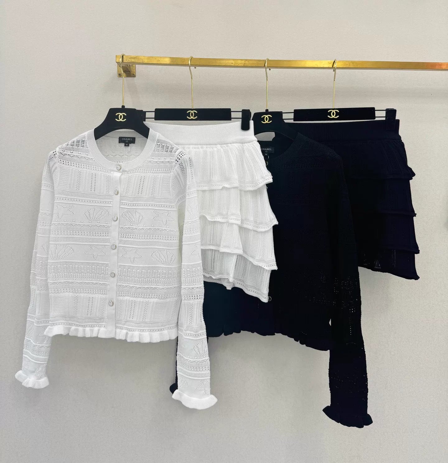 26ss Knitted Cardigan + Skirt Set