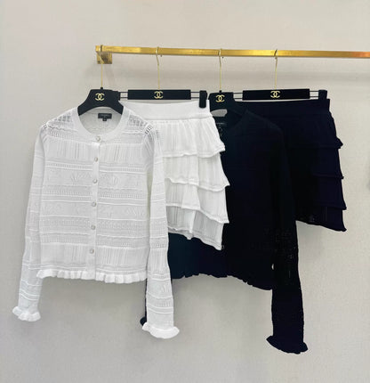 26ss Knitted Cardigan + Skirt Set
