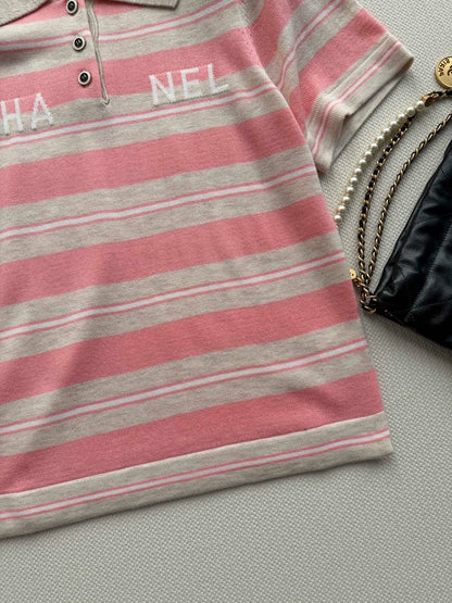 26ss Striped Knit Polo Shirt
