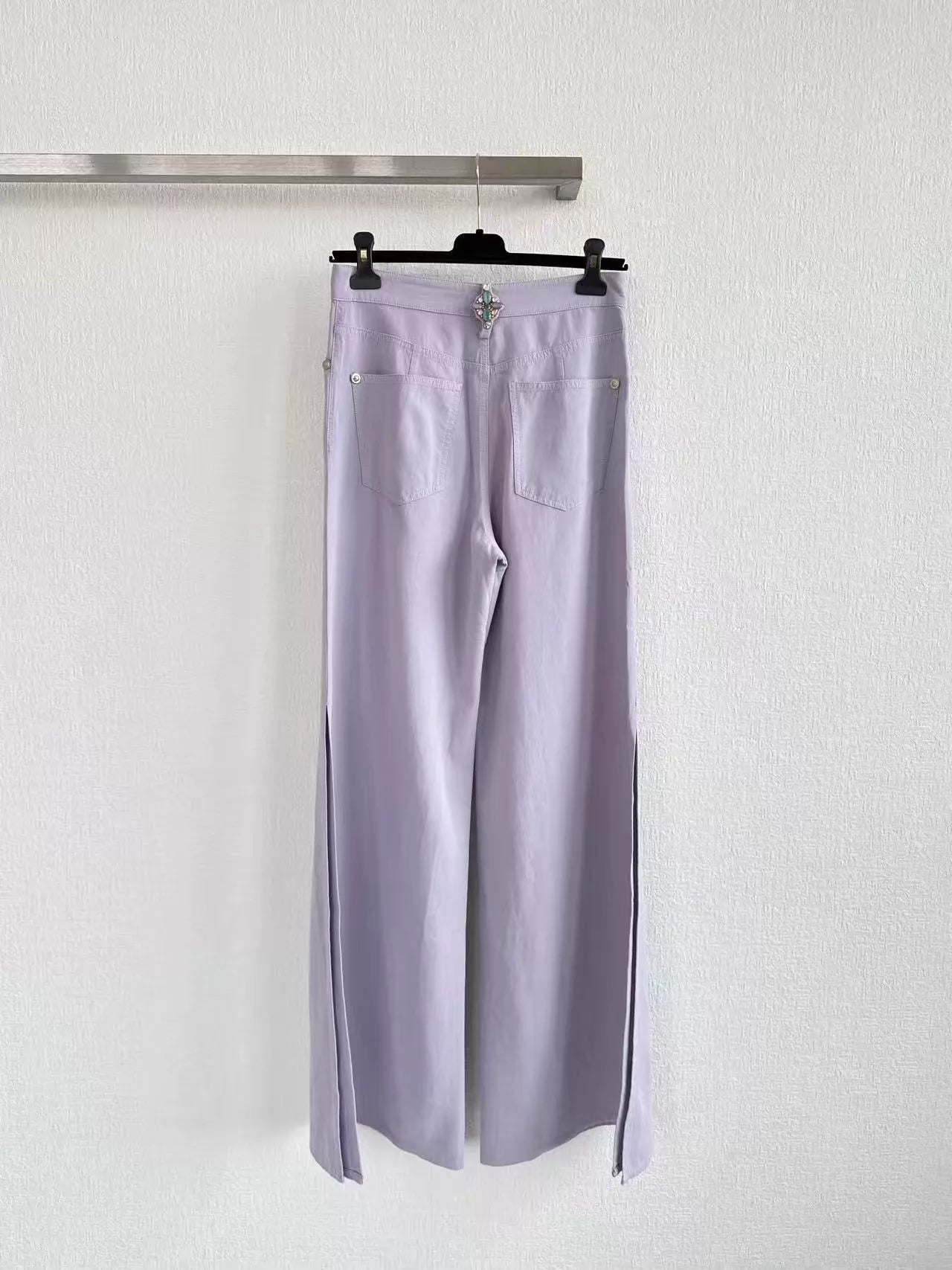 26ss Pants with rhinestone buckle at the waist