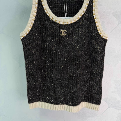 Black tweed blend vest