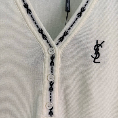 Yves Saint Laurent/26ss New V-Neck Knit Short Sleeve