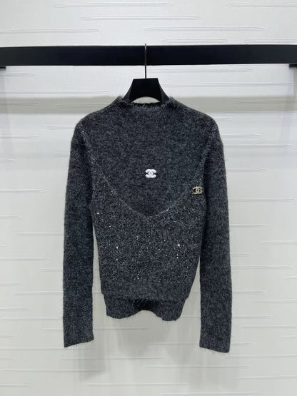 Fake two knitted long sleeved sweaters