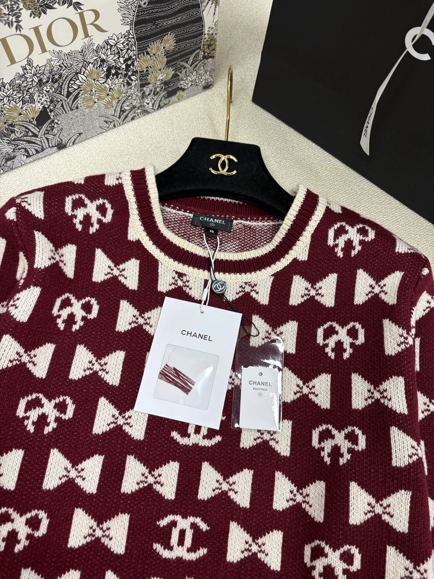 Jacquard Crew Neck Knit Sweater