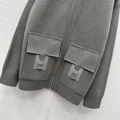 25fw new cashmere knitted zipper jacket