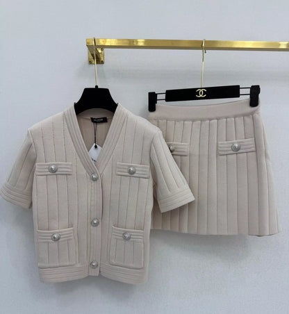 26ss V-neck Design Knitted Set