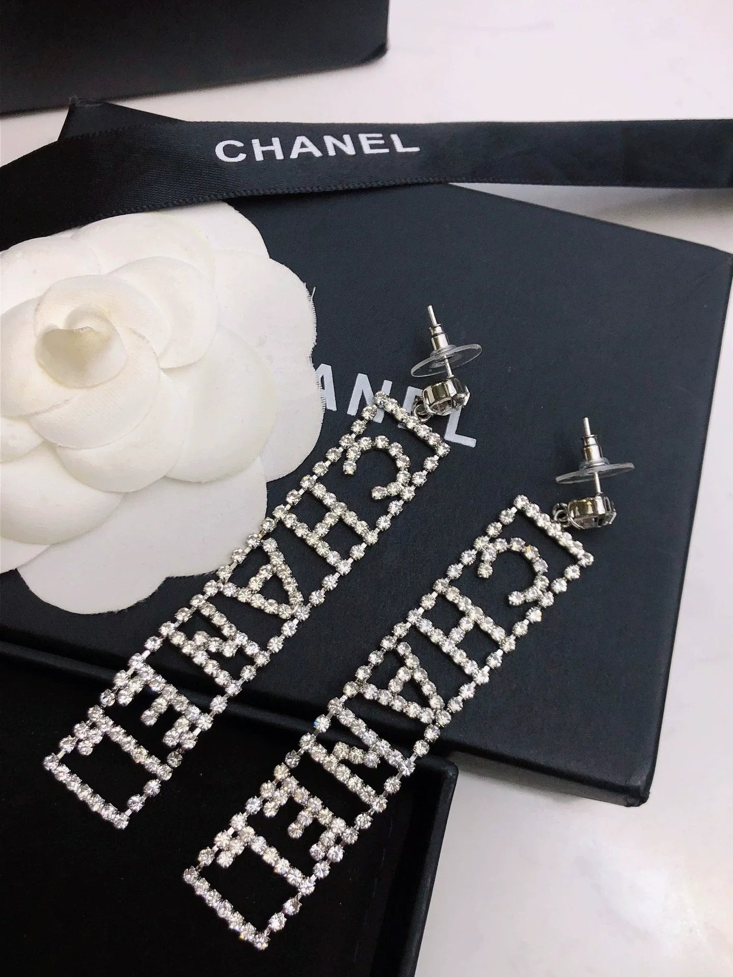 Letter rhinestone earrings