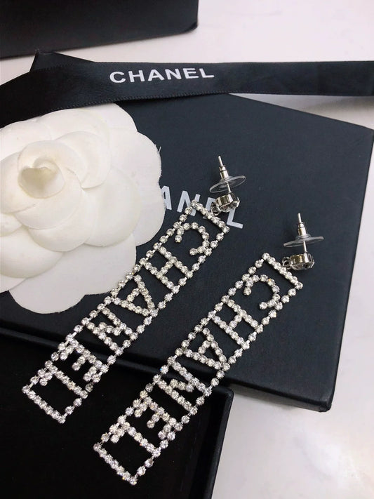 Letter rhinestone earrings