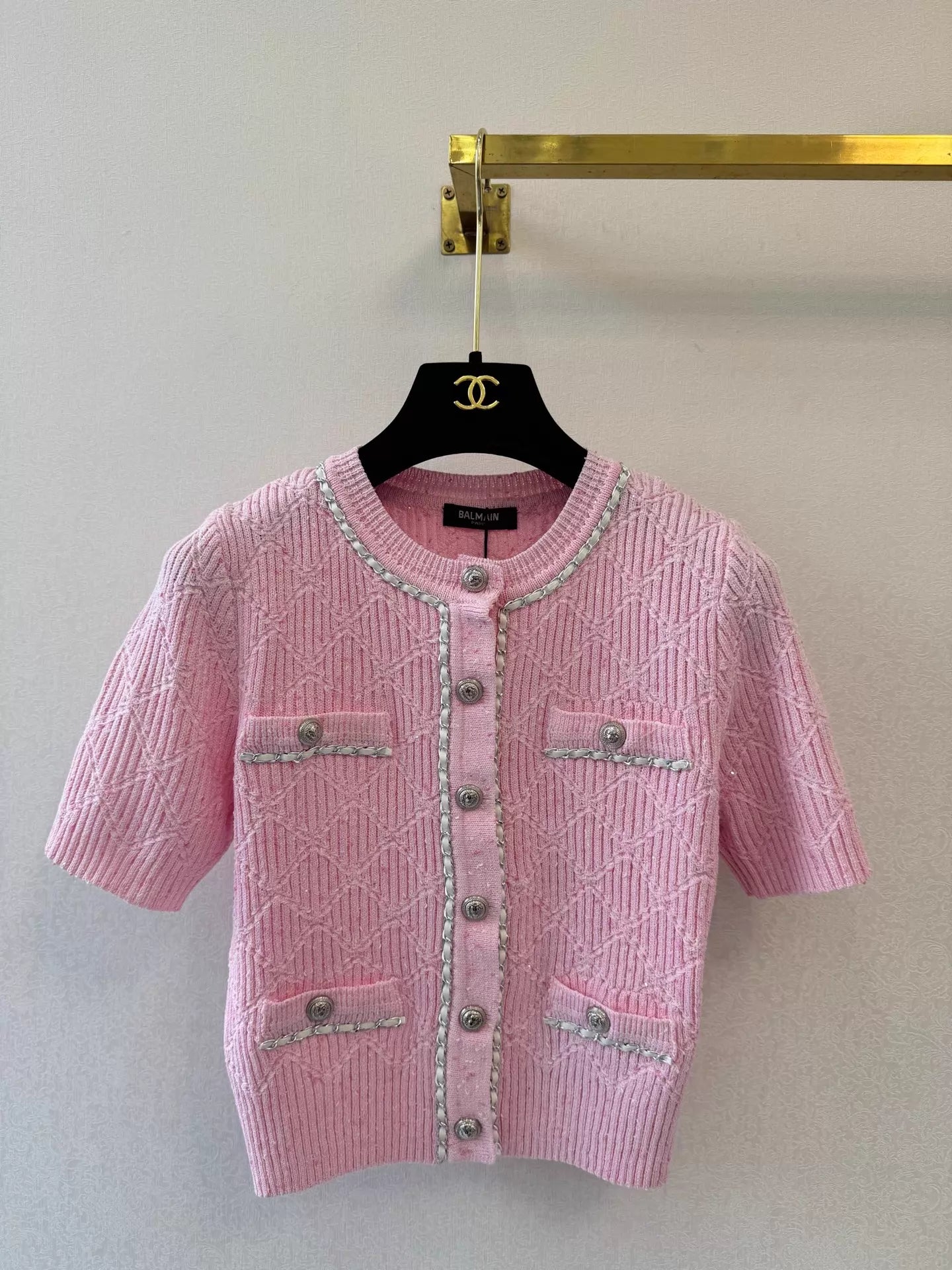 26ss Short-sleeved knit cardigan