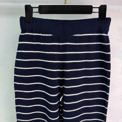 Striped Knit Flared Pants