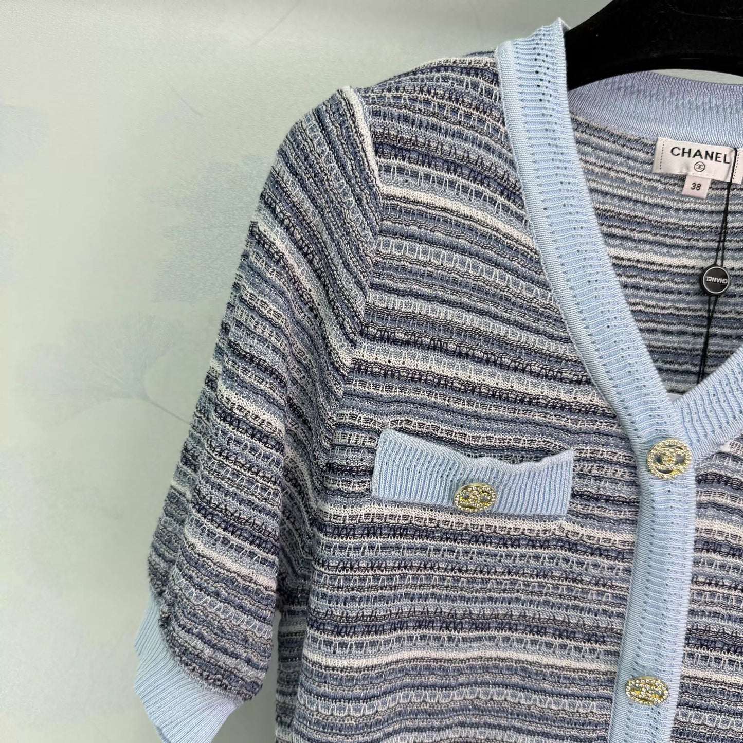 26ss Striped V-neck T-shirt