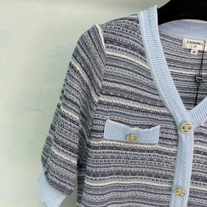 26ss Striped V-neck T-shirt