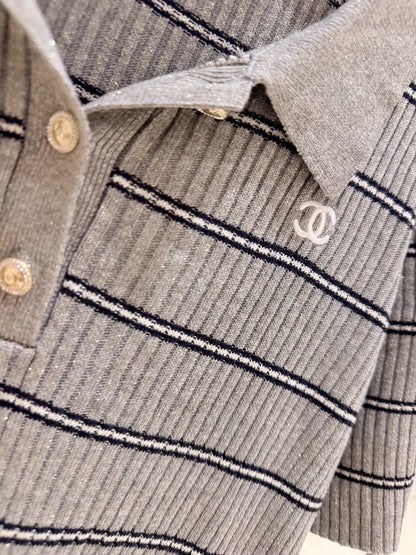 26ss Striped Knit Polo Shirt