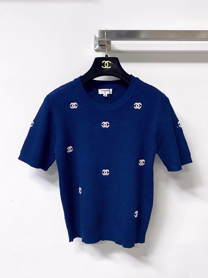 26ss Embroidered logo T-shirt