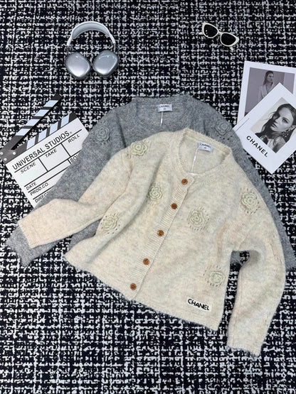 Camellia knitted sweater cardigan (vintage series)