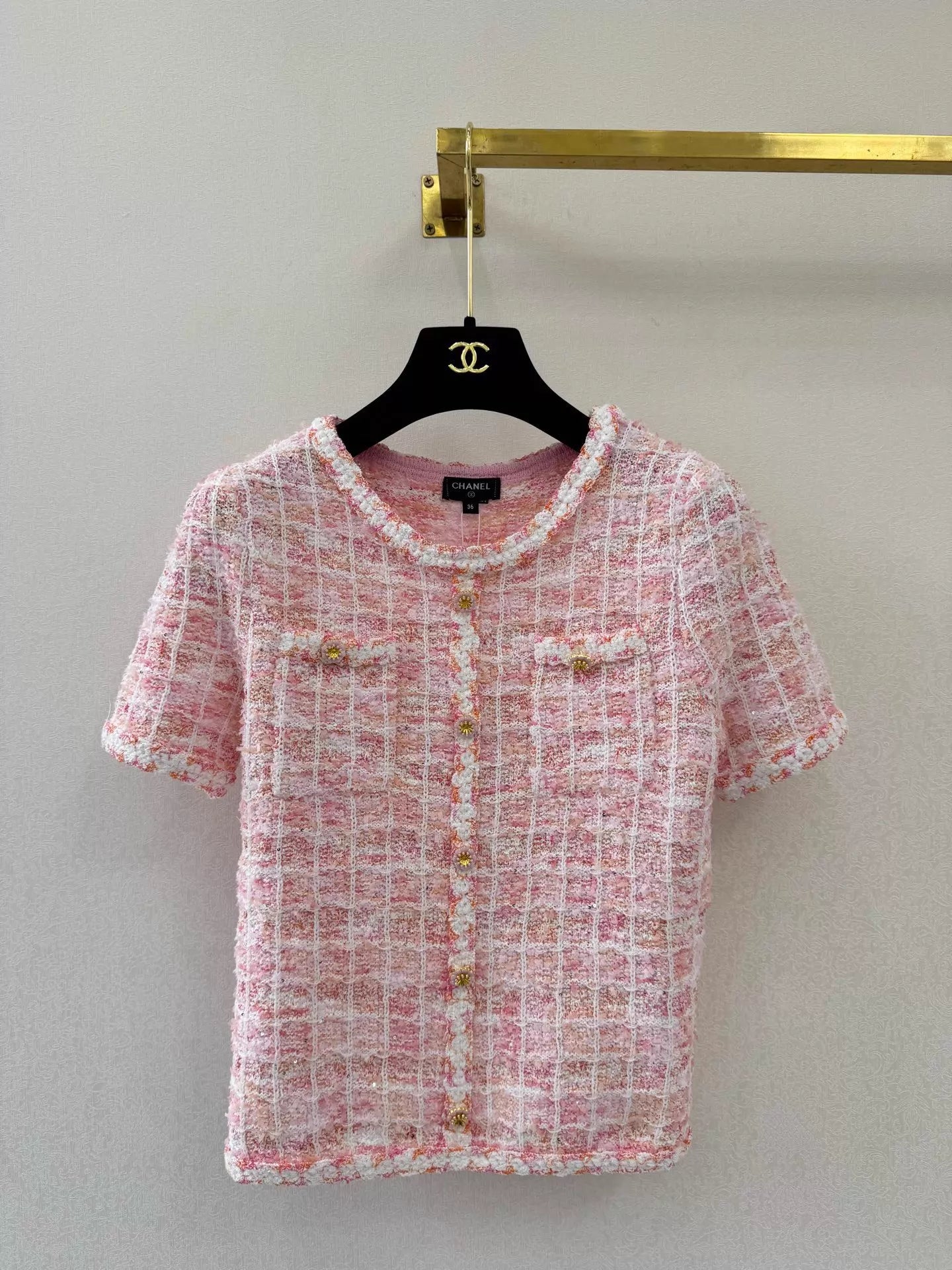 26ss Jacquard Short-Sleeve Knit Top