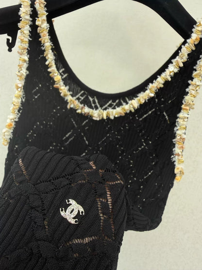 26ss Pearl-Edged Knitted Vest