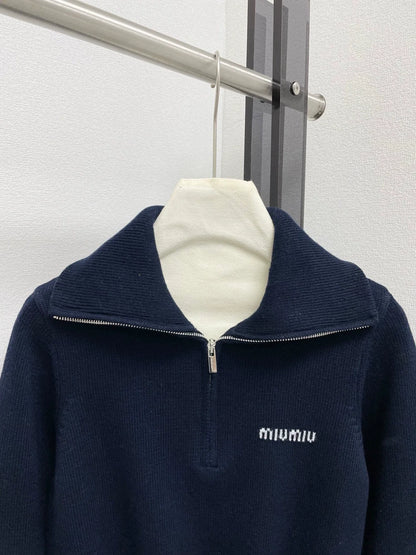25fw Half zip lapel knit sweater