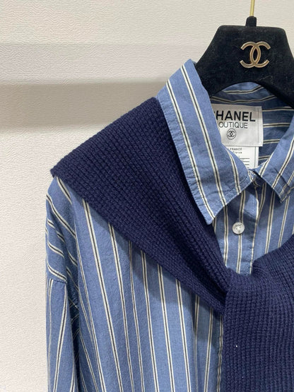 Shawl-style two-piece shirt set