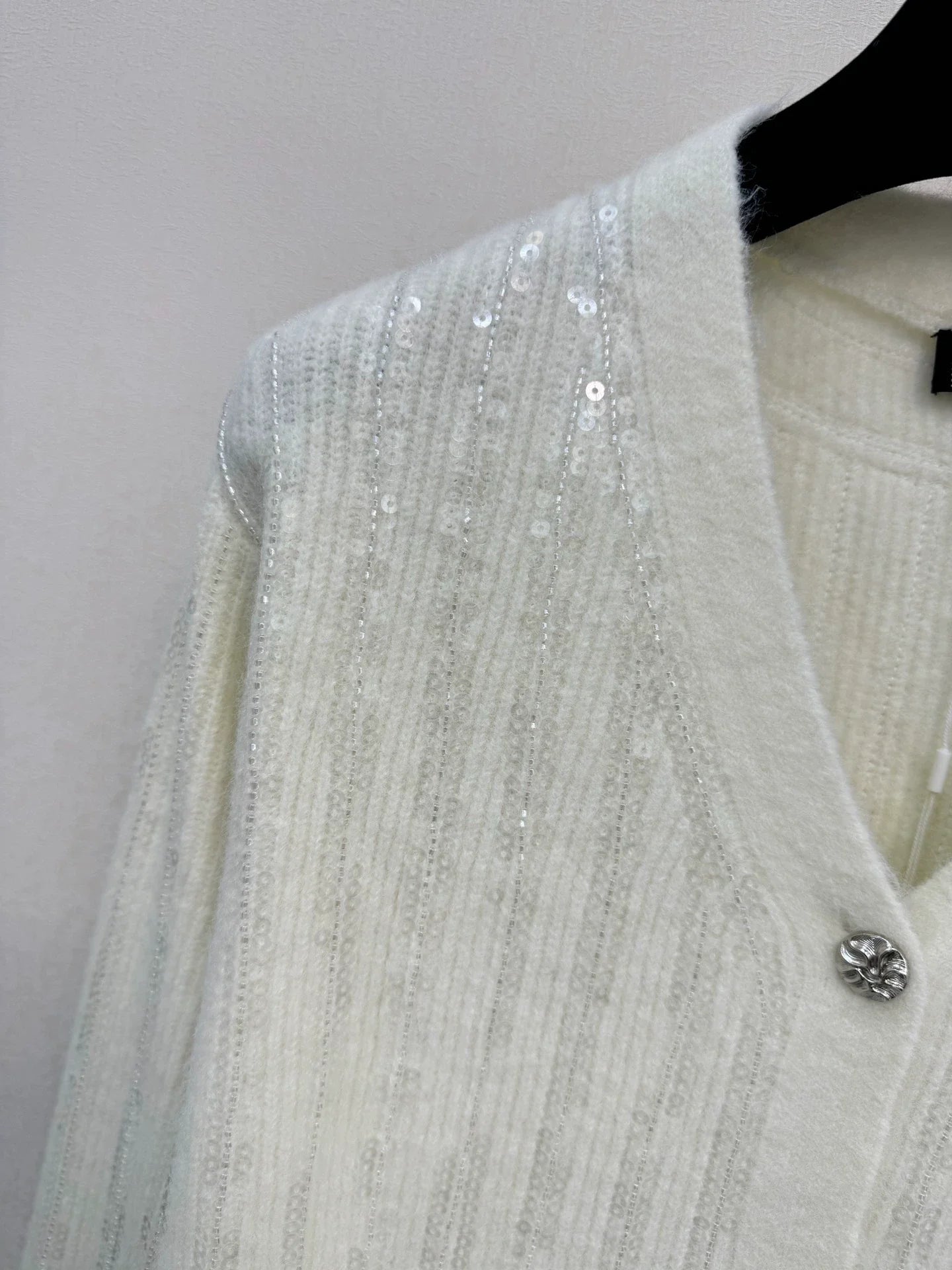 White knitted cardigan