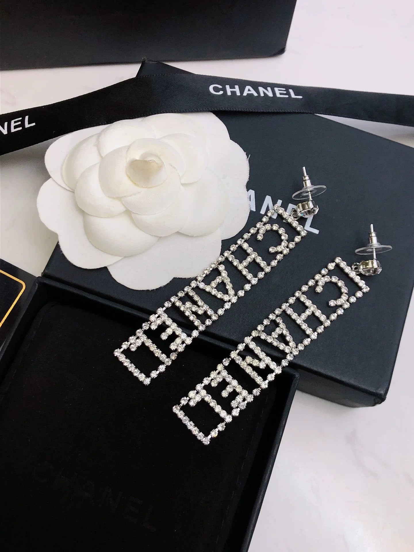 Letter rhinestone earrings
