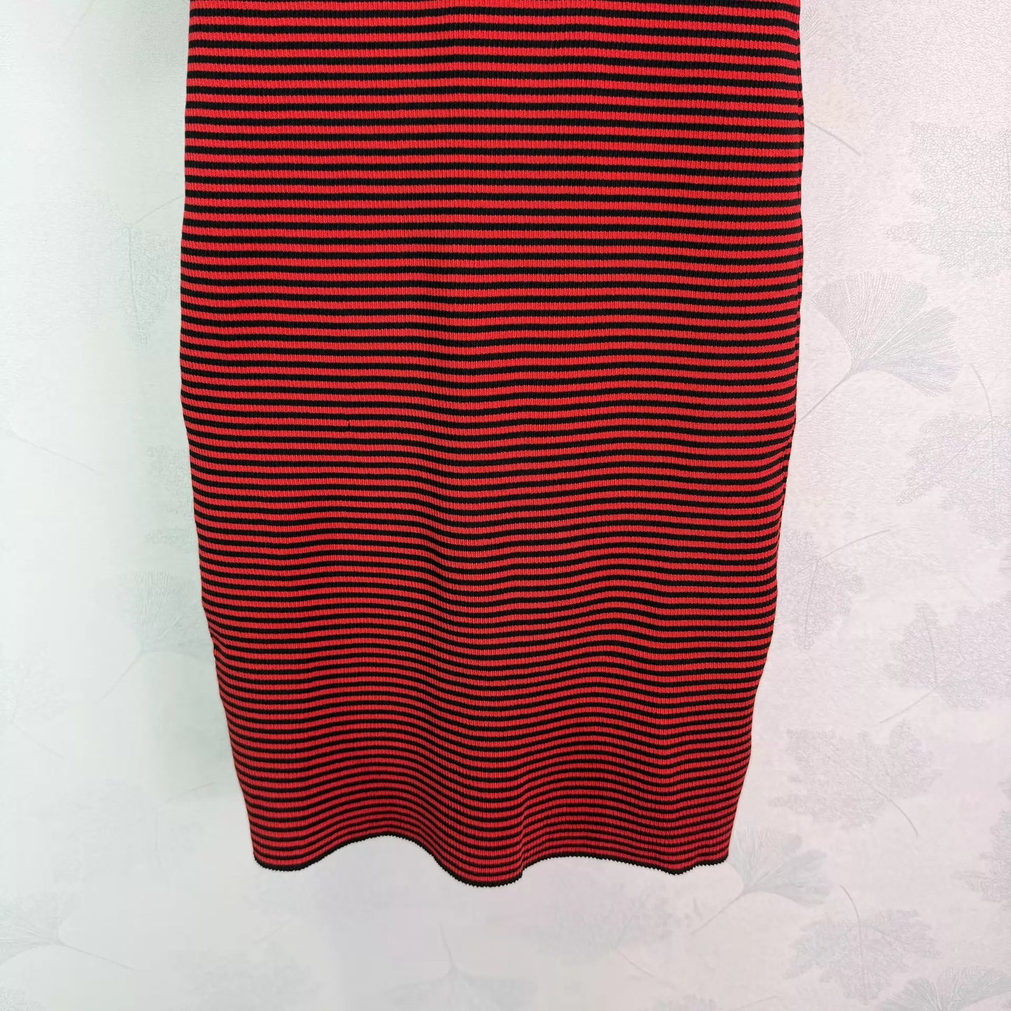 Striped knit short-sleeved dress