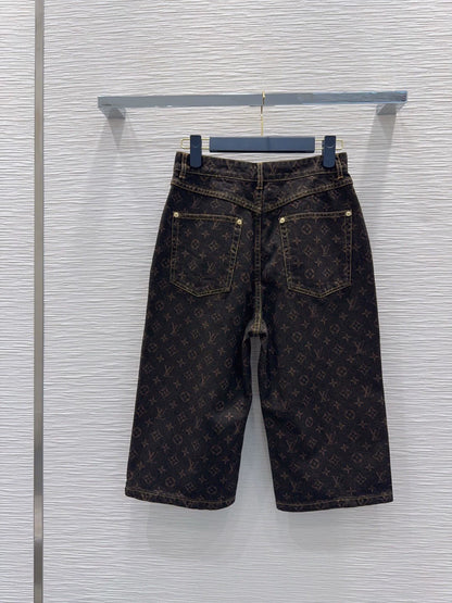 26New Printed Denim Mid-Length Shorts