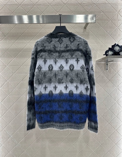 25fw Jacquard contrasting mohair cardigan