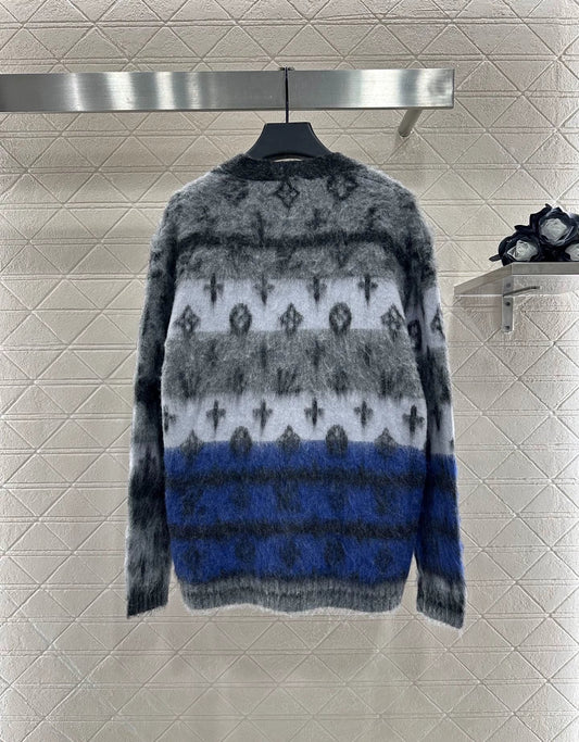 25fw Jacquard contrasting mohair cardigan