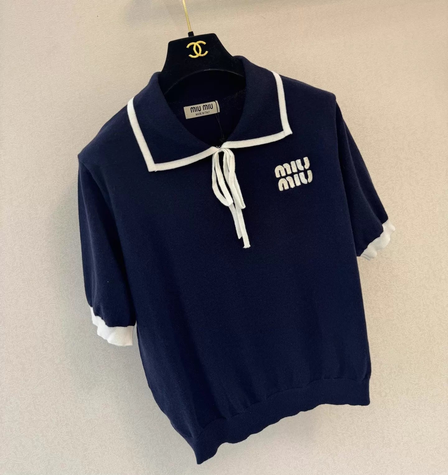 26ss Navy-style knit T-shirt