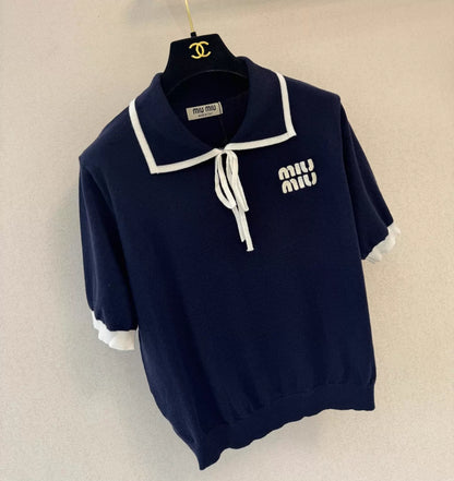 26ss Navy-style knit T-shirt