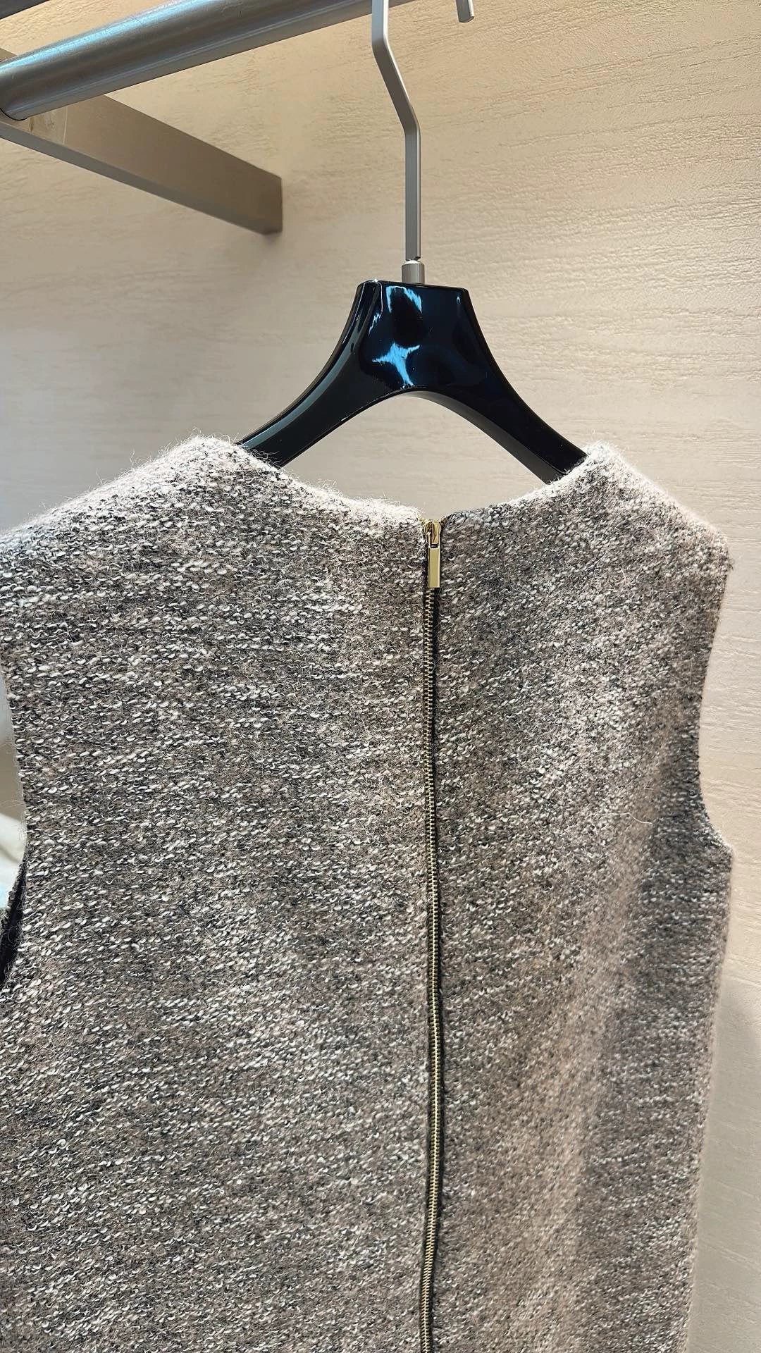 Tweed Brooch Vest Dress