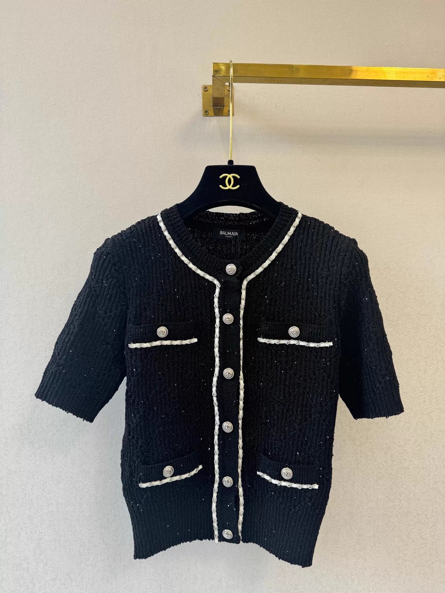 26ss Short-sleeved knit cardigan