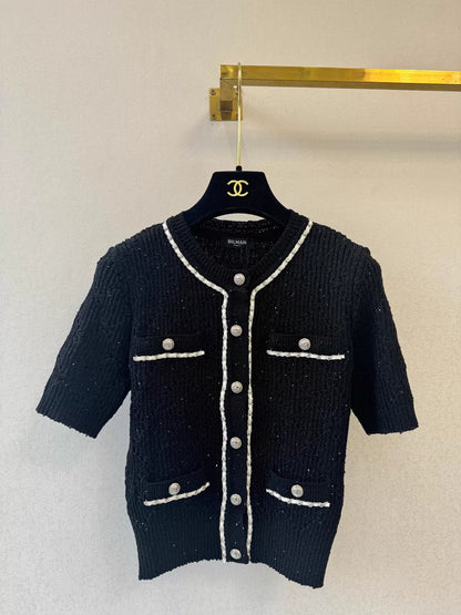 26ss Short-sleeved knit cardigan