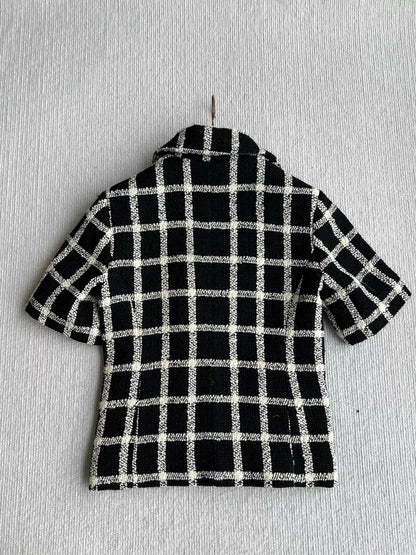 26ss French plaid tweed T-shirt/Skirts