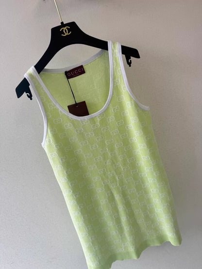 Double G monogram knit vest dress