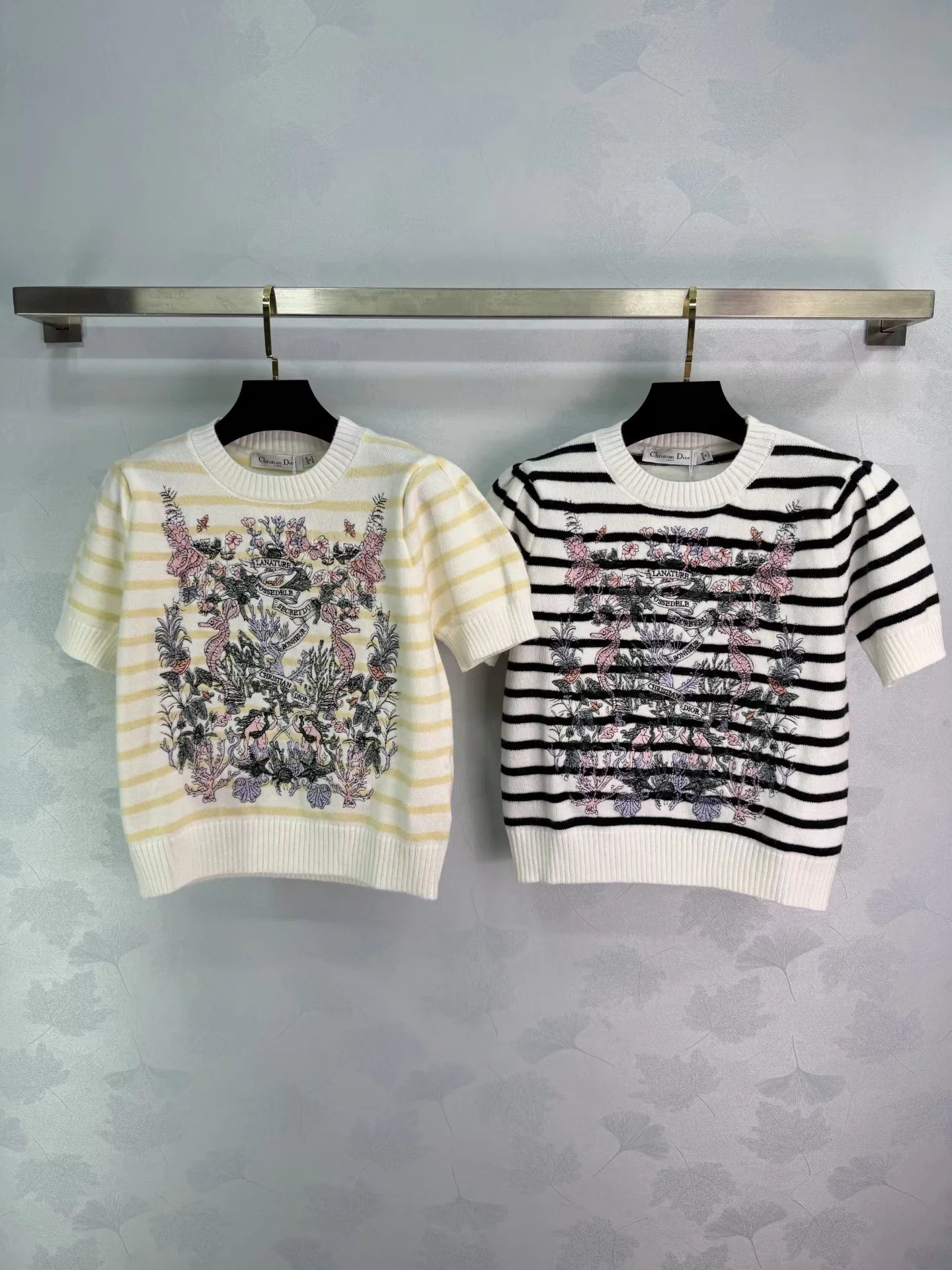 Striped Floral Short-Sleeve T-Shirt