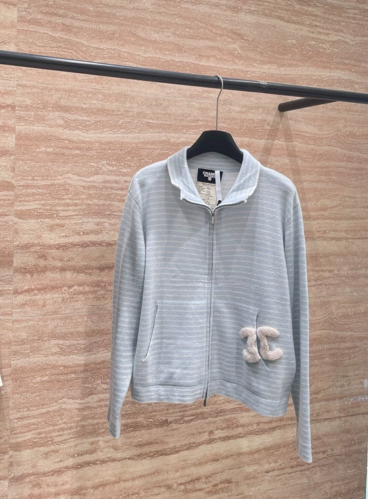 25fw White striped zipper sweatshirt（Medieval Series）