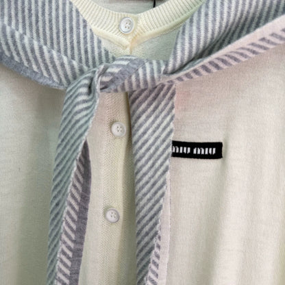 MiuMiu/26 Early Autumn New Striped Shawl Knit Cardigan