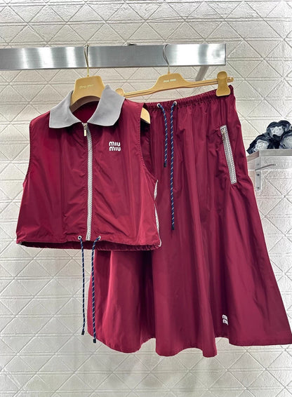 Lapel Vest and Skirt Set