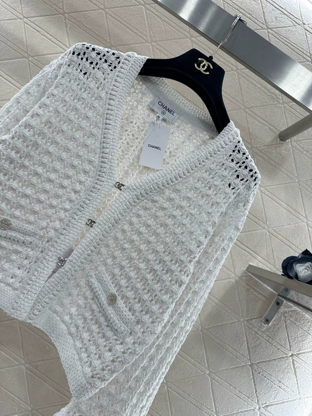 Openwork Short Knit Cardigan