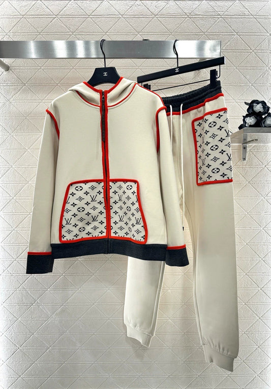 25fw Hooded Jacquard Coat Pants Set