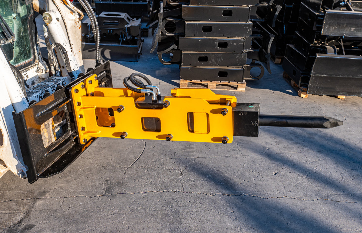 MMS Hydraulic Breaker Attachment + Pile Driver Attachment for Skid Steer Loader