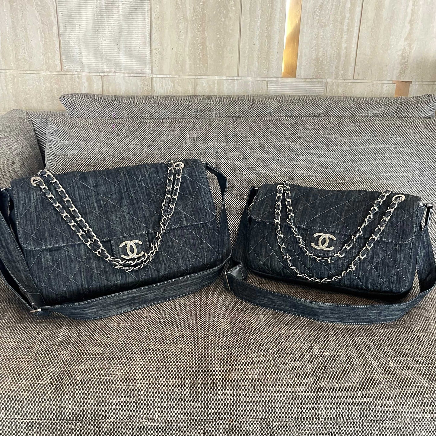 Chanel 2026 Stretch Spirit Messenger Bag Black Denim