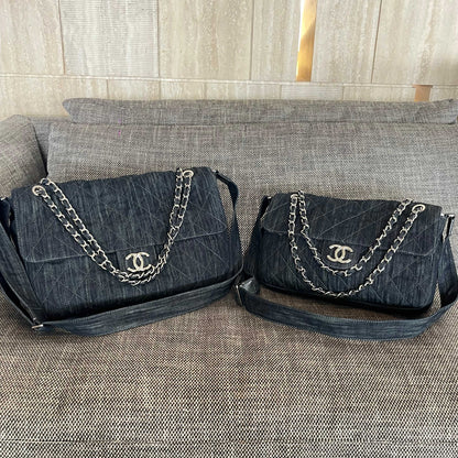 Chanel 2026 Stretch Spirit Messenger Bag Black Denim