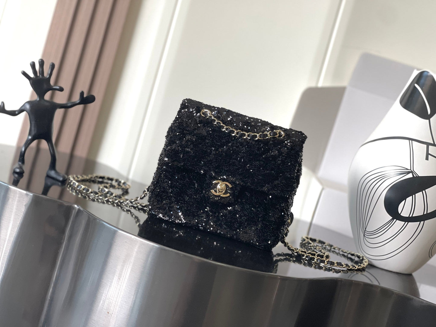Chanel 2026 Sequin Backpack 21cm Leather