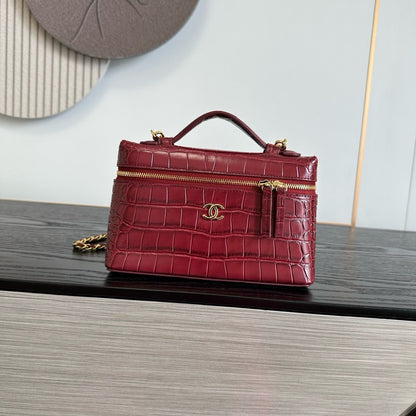 Chanel 2026 Crocodile Embossed Vanity Bag 19.5cm Leather